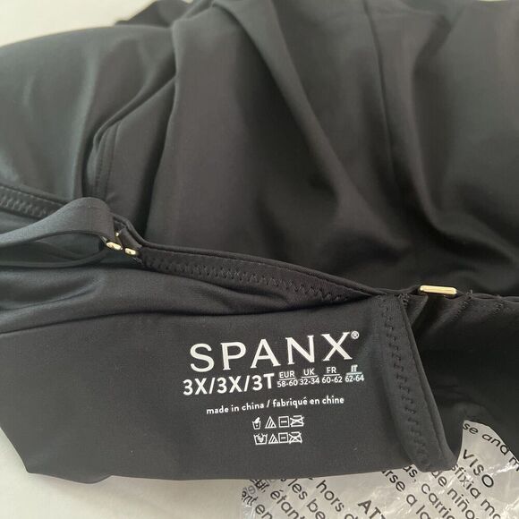 SPANX Womens Sz 3X Classic V-Neckline One Piece Swimsuit Black Slimming - Picture 6 of 16